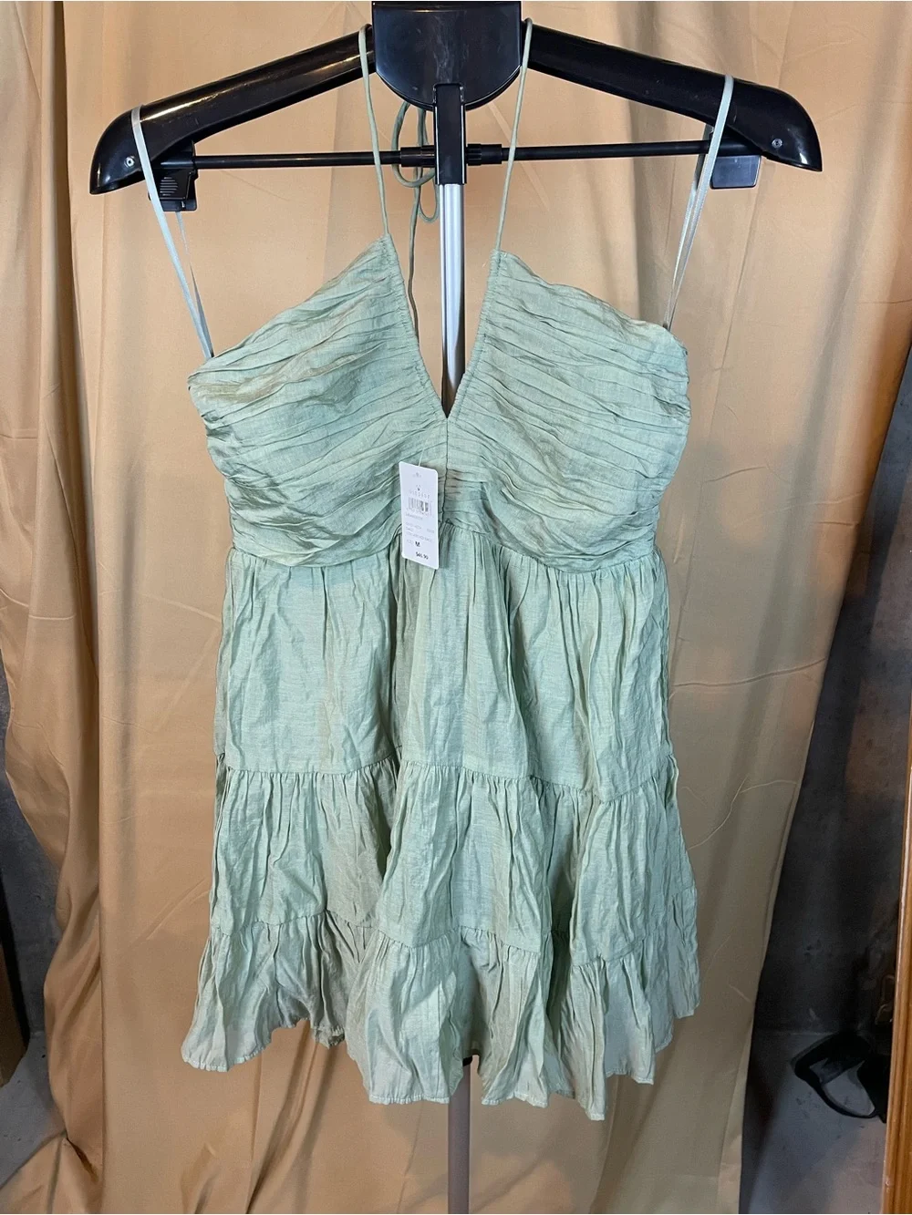Windsor Sage Tiered Halter Dress - Medium - NWT